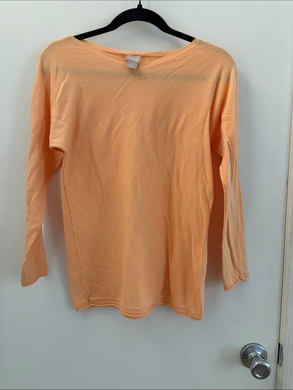 Chico's Peach Crewneck Knit Top Size S Normcore